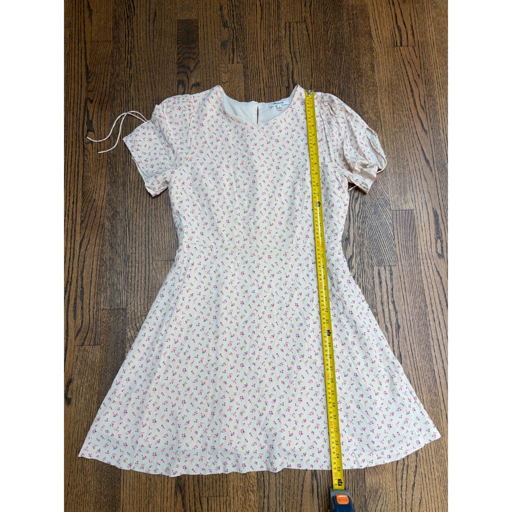Madewell Floral Mini Dress Womens 8 Cream Pink Cottagecore Coquette Babydoll Y2K